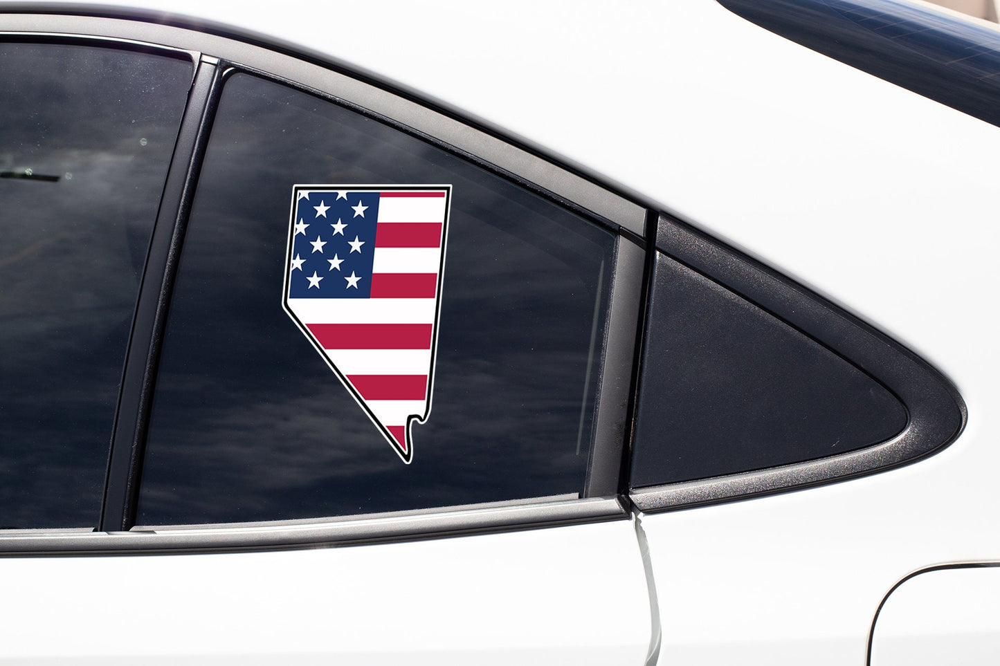 an american flag sticker on the side of a car