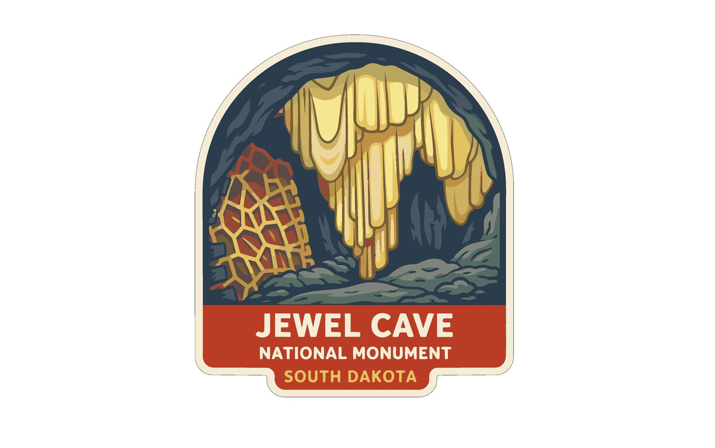 The image is a logo for Jewel Cave National Monument in South Dakota.