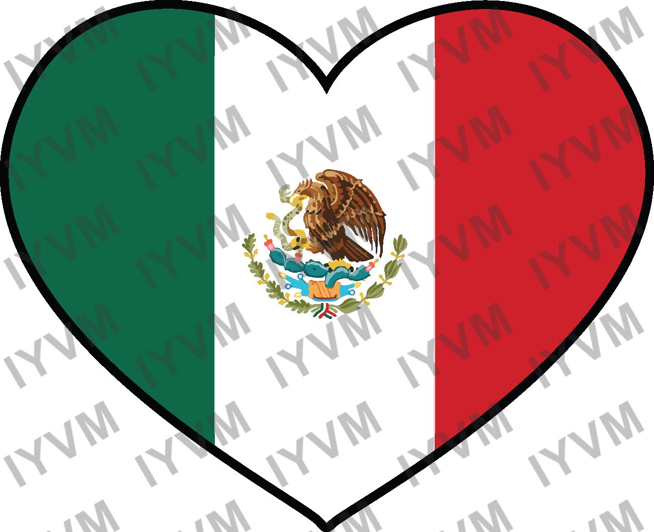 Mexico Flag Heart Sticker Decal / United Mexican States / Estados Unidos Mexicanos / La Patria Es Primero / Mexico City