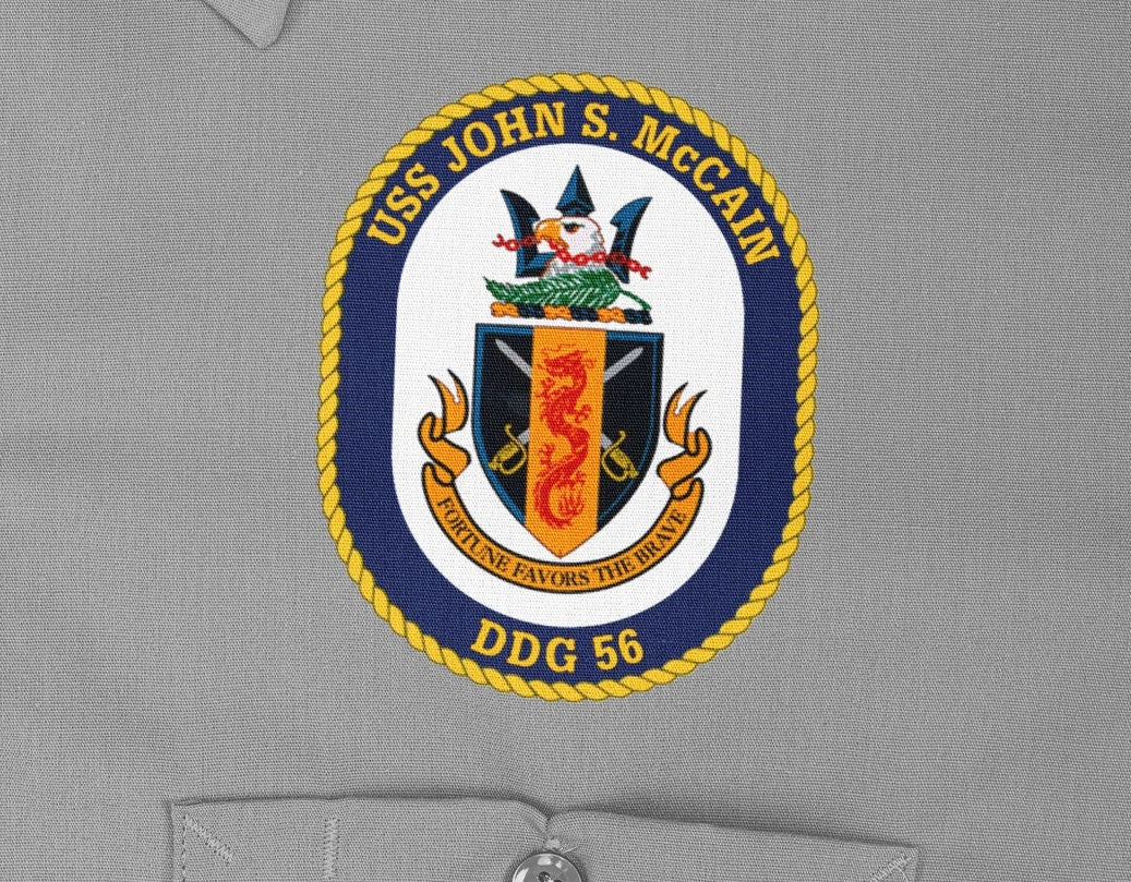 USS John S. McCain DDG-56 Badge Iron On Heat Transfer Vinyl HTV Arleigh Burke Class Destroyer